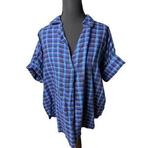 NWT Madewell Double-Faced Park Popover shirt in Plaid Women's Lagenlook Scandi